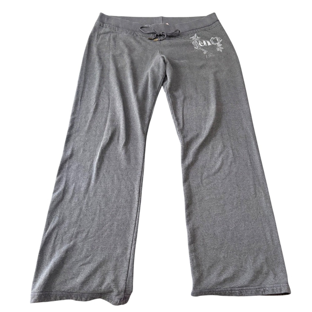 VTG Juicy Couture Velour Track Pants Womens XL Gray Y2K Made in USA Lounge